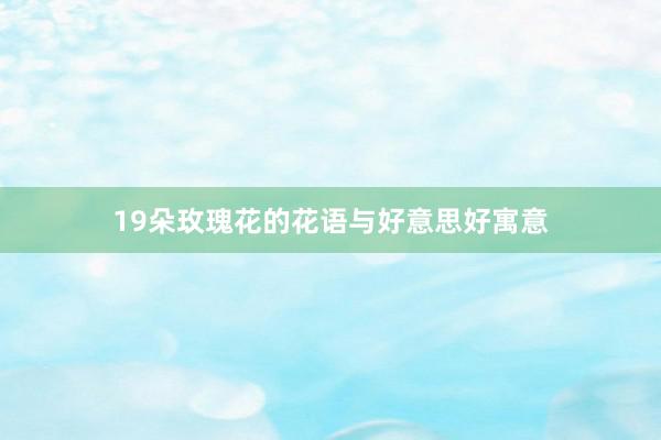19朵玫瑰花的花语与好意思好寓意